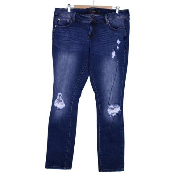 Torrid Women's Sz 14R Premium Stretch Distressed Skinny Ankle Jeans EUC - Picture 1 of 4